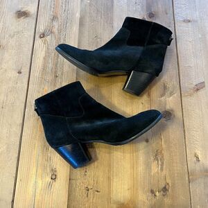 Davos Gomma Black Leather Suede Booties Size 10